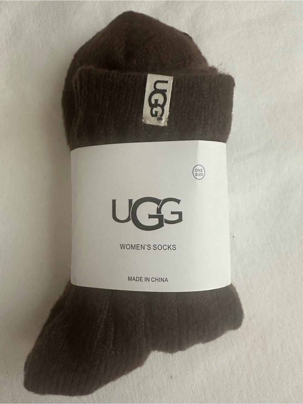 UGG Women's Dark Brown Ribbed Cozy Socks